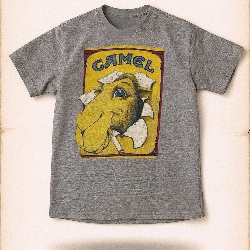 VTG Joe‎ Camel Smoking Single Stitch Sneakers Tri-Blend T-Shirt 80s Cigarettes S